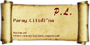 Paray Liliána névjegykártya